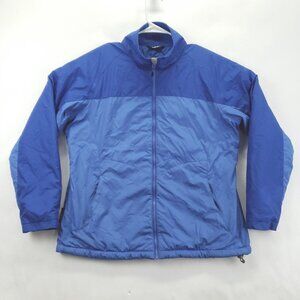 Cabelas Windbreaker Jacket Mens Large Blue Polartec Long Sleeve Full Zip